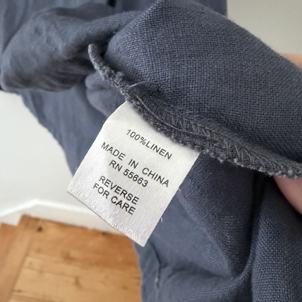 100 % Linen Spanner Navy Hooded Button-Front Jacket - Picture 4 of 8